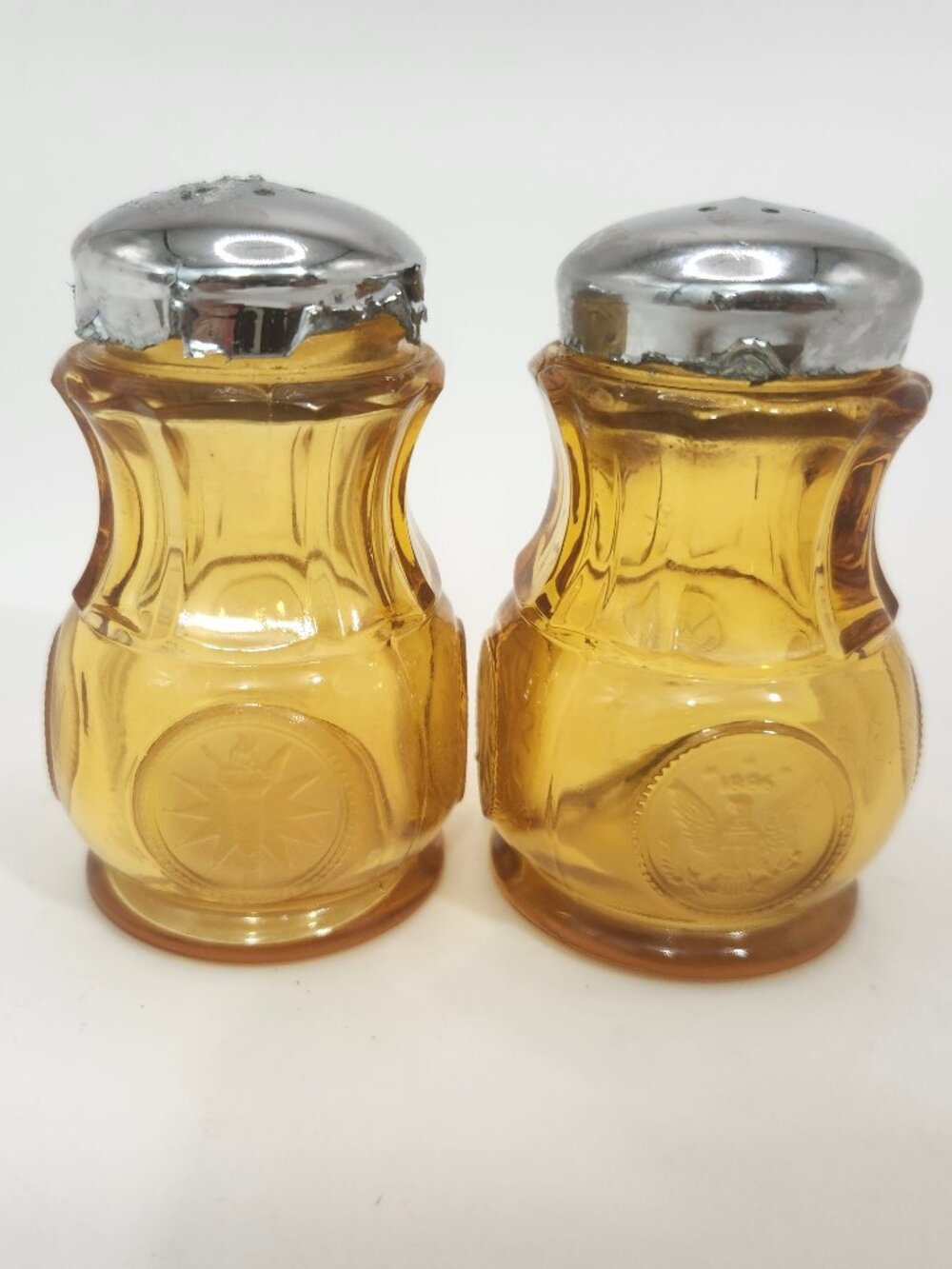 Vintage Fostoria "Coin" Pattern Salt and Pepper Shakers